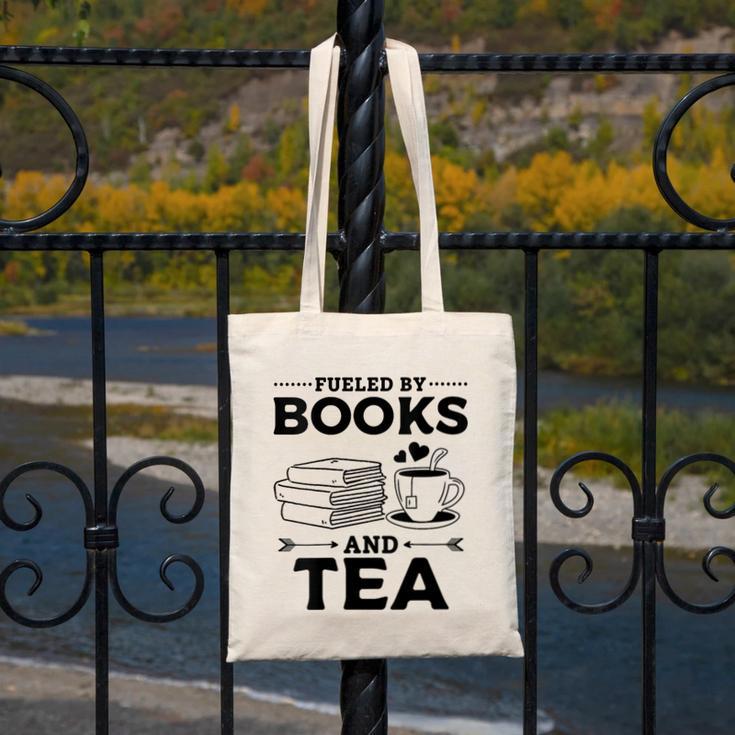 Women's Fueled By Books And Tea Book Lover Bookworm Reading Books Canvas Tote Bag