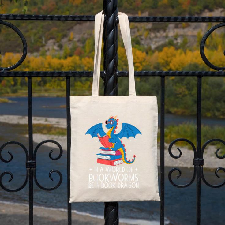 In A World Full Of Bookworms Be A Book Dragon Reading Canvas Tote Bag In A World Full Of Bookworms Be A Book Dragon Reading Canvas Tote Bag