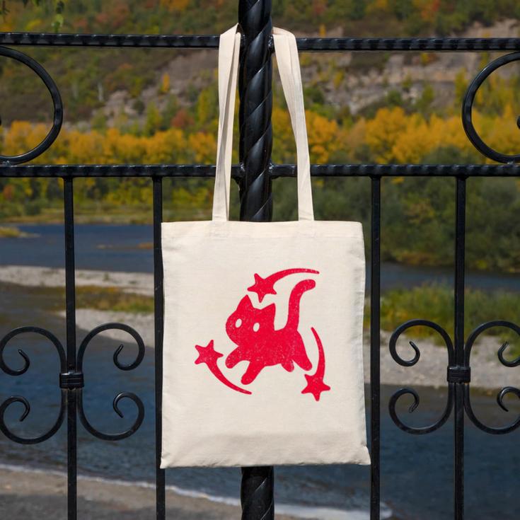 Yk2 Grunge Scary Cat With Shooting Stars 90s Nostalgia Canvas Tote Bag