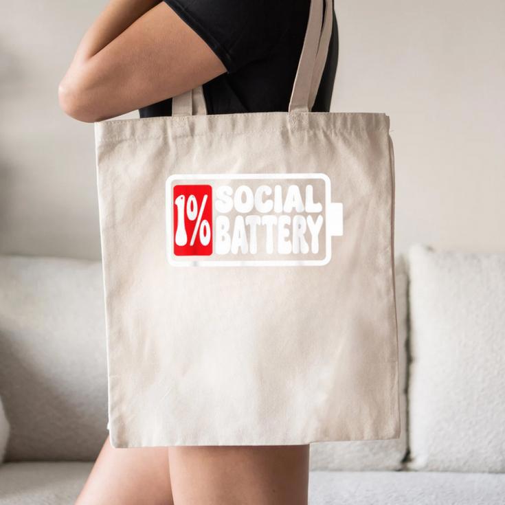 1 Social Battery Sarcastic Introverted Men Women Canvas Tote Bag