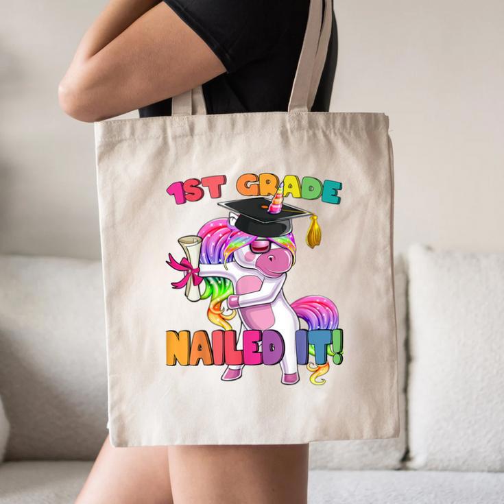 1st Grade Nailed It Flossing Unicorn Graduation Shirt Canvas Tote Bag