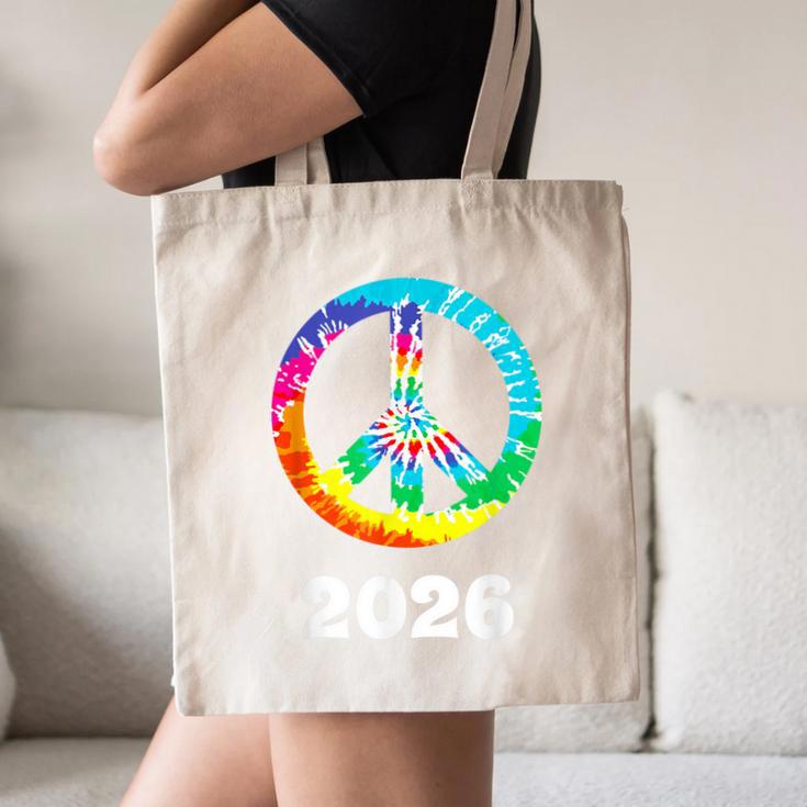 2026 Graduation Class Year Tie Dye Peace Sign Graduate Shirt Canvas Tote Bag