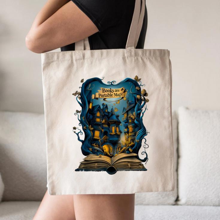 4 Books Are Portable Magic Bookish Reading Nerd Quote Canvas Tote Bag