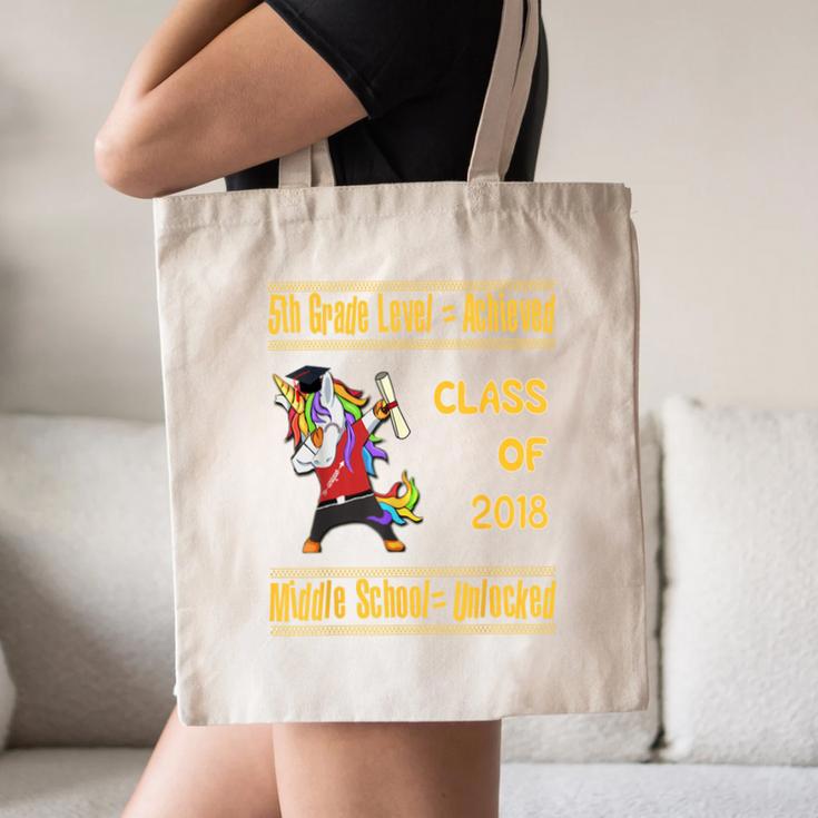 5th Grade Graduation Shirt Dabbing Unicorn Boys Class 2018 Canvas Tote Bag
