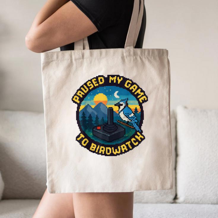 8-Bit Gamer Birder Blue Jay Arcade Nostalgia Nature Canvas Tote Bag