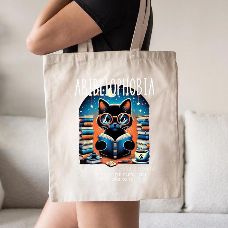 Abibliophobia Cat Reading Bookworm Reader Nerd For Men Women Girls Kids Canvas Tote Bag