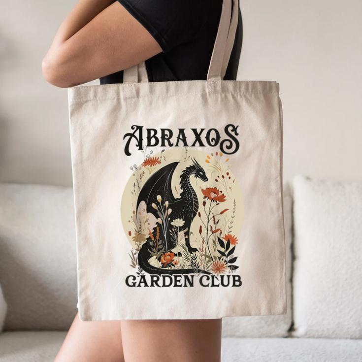 Abraxos Flower Garden Club Book Lover Fantasy Dragon Bookish Canvas Tote Bag