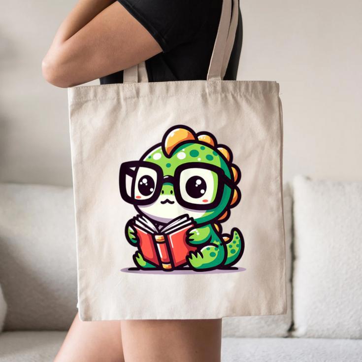 Adorable Book Lover Iguana With Reading Glasses Cute Canvas Tote Bag