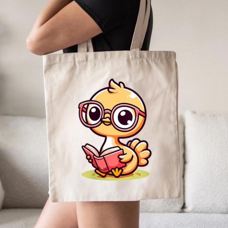 Adorable Book Lover Ostrich With Reading Glasses Cute Canvas Tote Bag