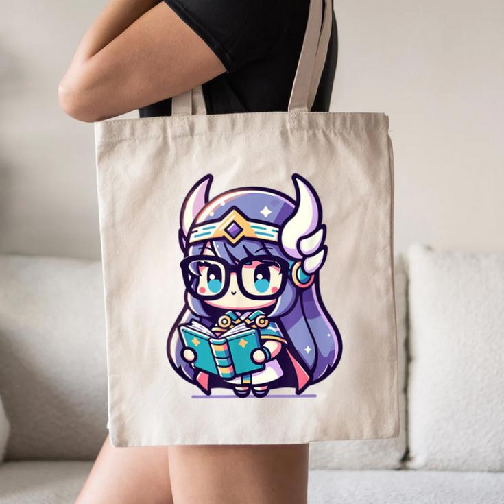 Adorable Book Lover Valkyrie With Reading Glasses Cute Canvas Tote Bag