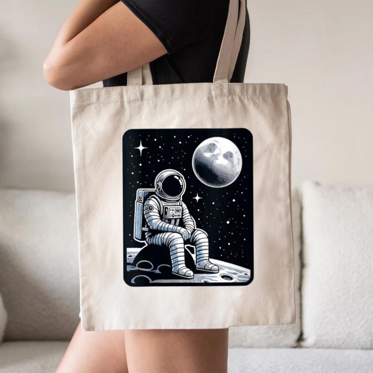 Aesthetic Spaceman Astronaut On The Moon Space Introvert Canvas Tote Bag