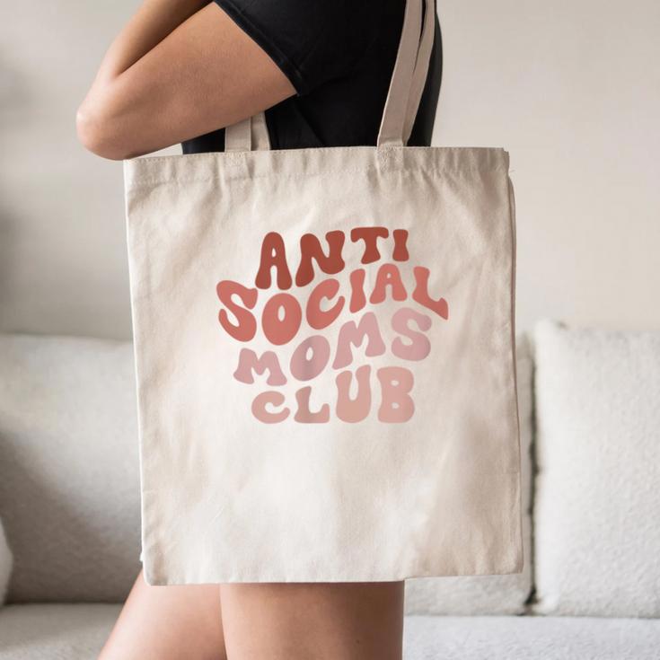 Anti Social Moms Club On Back Retro Introvert Unsociable Canvas Tote Bag