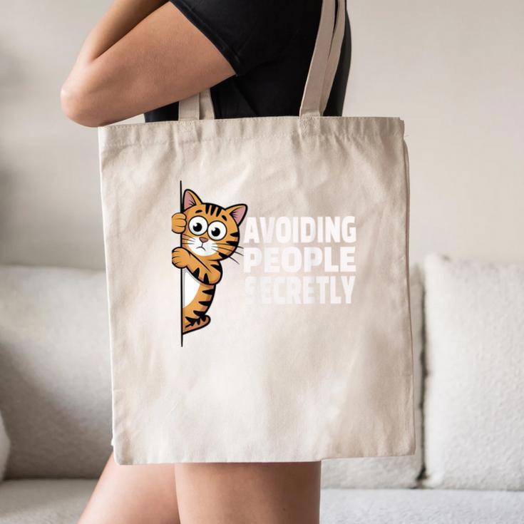 Avoiding People Secretly Cat Introvert Humor Canvas Tote Bag