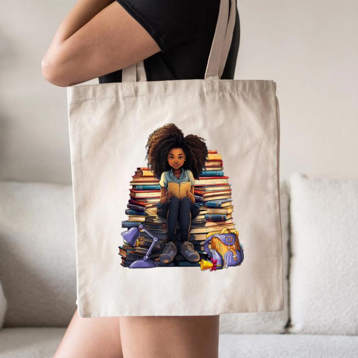 Back To School Afro Melanin Girl Reading Book Bookworm Canvas Tote Bag Back To School Afro Melanin Girl Reading Book Bookworm Canvas Tote Bag