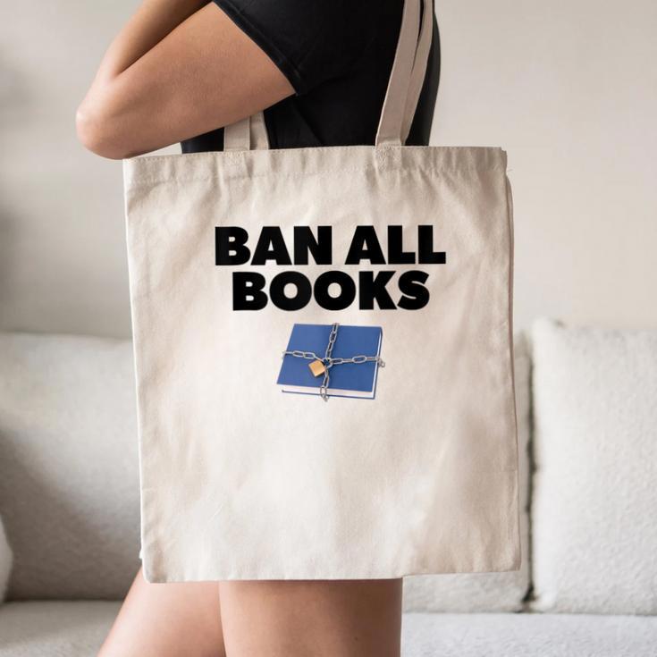 Ban All Books Satire Parody Meme Joke Ironic Sarcastic Weird Canvas Tote Bag