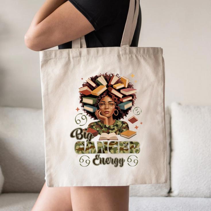 Big Cancer Energy Woman Camo Zodiac Book Teacher Canvas Tote Bag Big Cancer Energy Woman Camo Zodiac Book Teacher Canvas Tote Bag