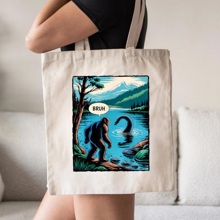 Bigfoot Sasquatch Loch Ness Monster Introvert Bruh Canvas Tote Bag