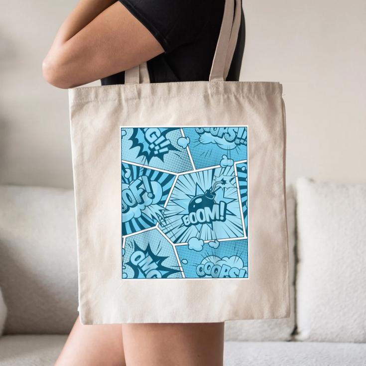 Blue Comic Book Blue Graphic Canvas Tote Bag