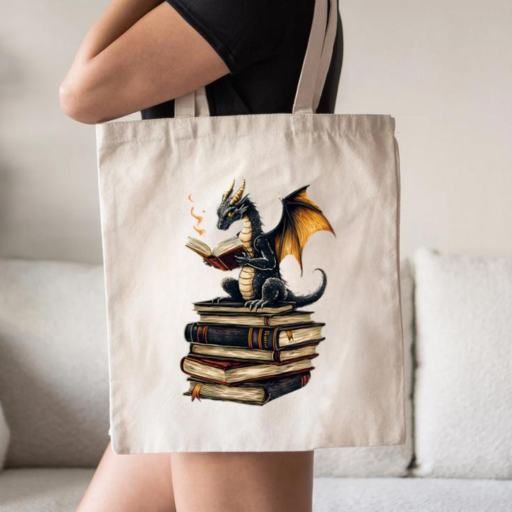 Book Dragon Canvas Tote Bag
