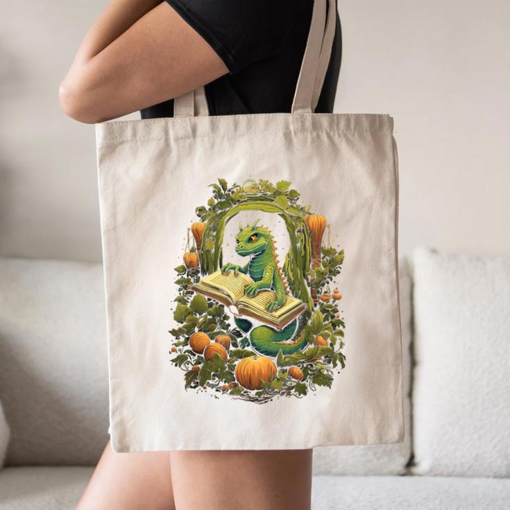 Book Dragon Reading Books Bookworm Fantasy Canvas Tote Bag