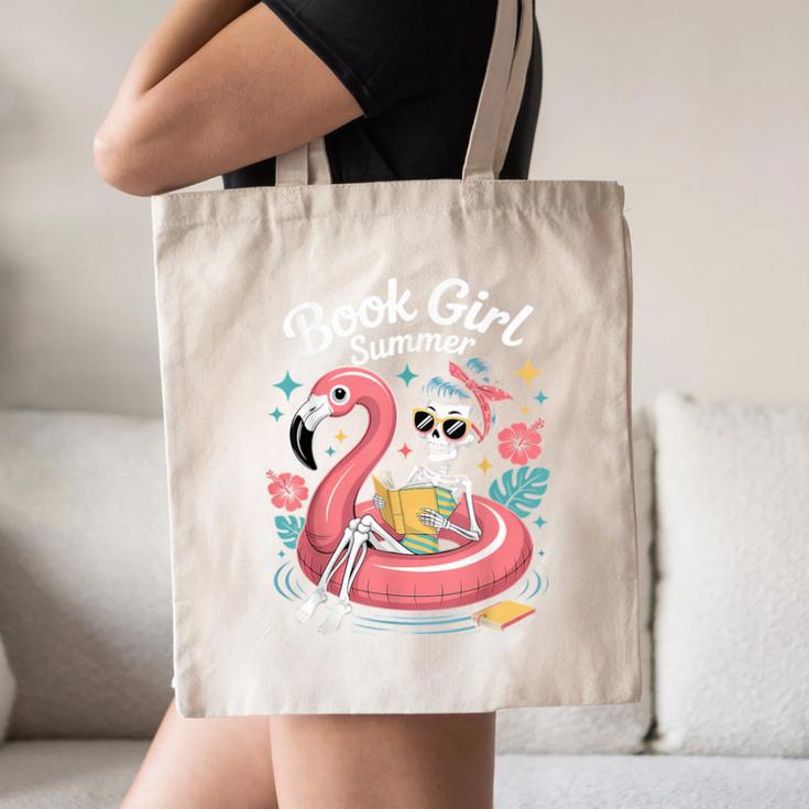 Book Girl Summer Skeleton Reading Books Lovers Beach Canvas Tote Bag