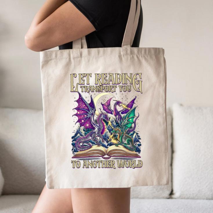 Book Lover Dragon Reading Transport You To Another World Canvas Tote Bag Book Lover Dragon Reading Transport You To Another World Canvas Tote Bag