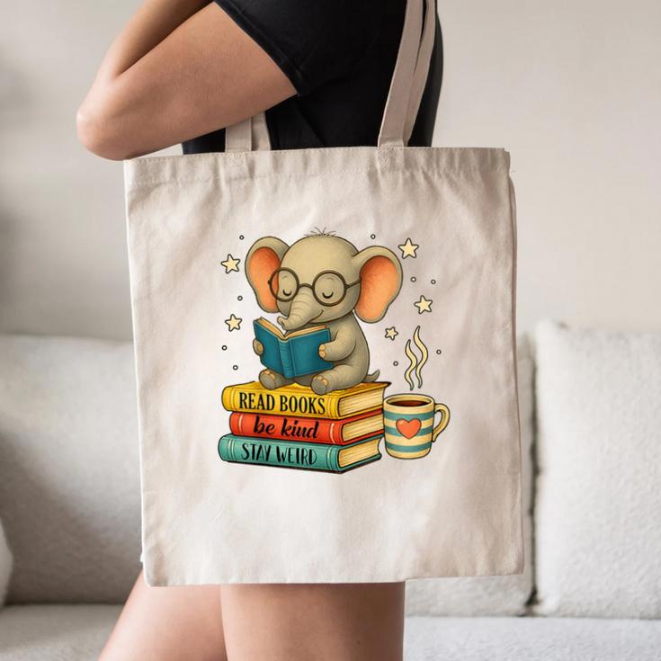 Book Lover Elephant Reading Books Library Read Books Be Kind Canvas Tote Bag