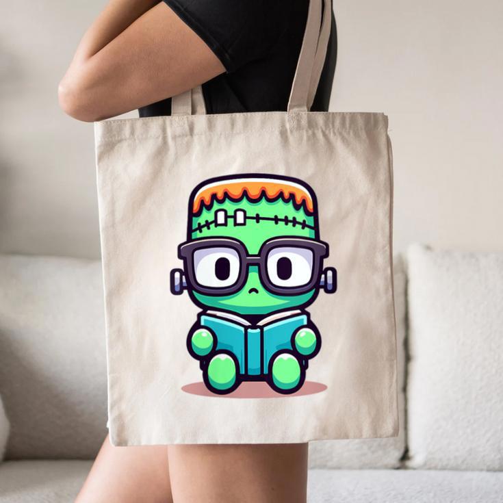 Book Lover Frankenstein's Monster With Reading Glasses Canvas Tote Bag