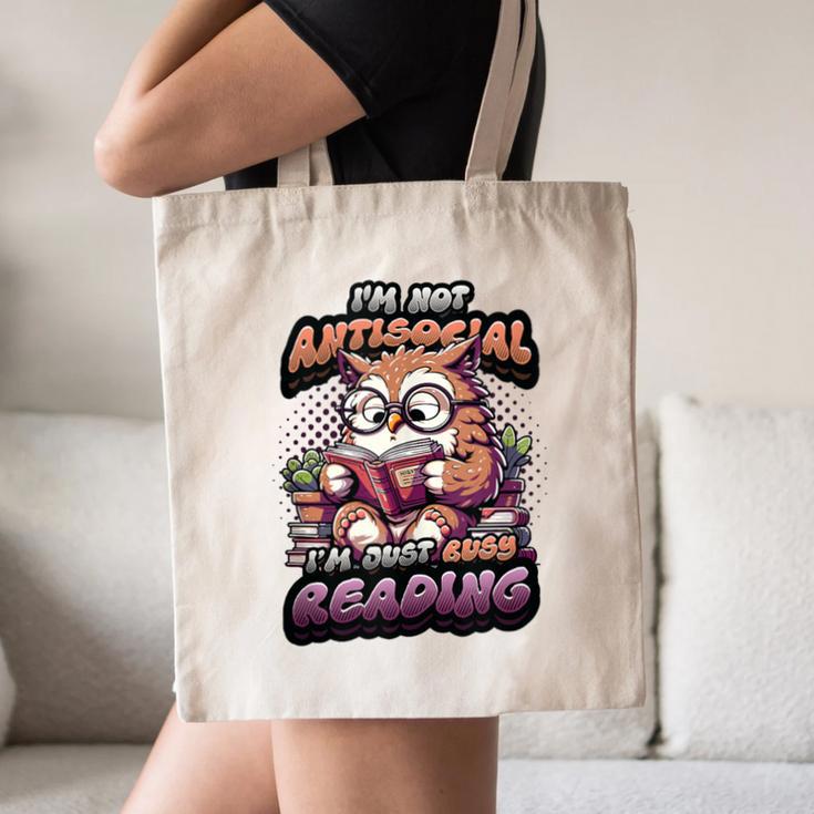 Book Lover Owl Reading Books Introvert Bookworm Canvas Tote Bag