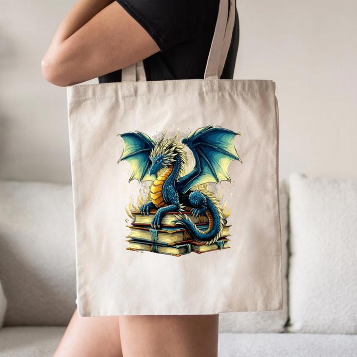 Book Lover Reading Fantasy Dragon Canvas Tote Bag