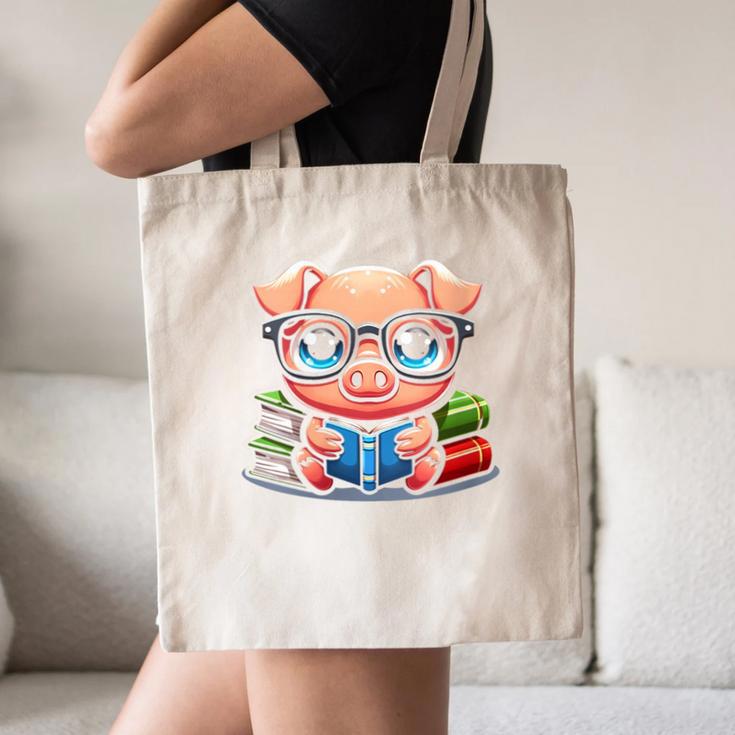 Book Lover Reading Pig Canvas Tote Bag Book Lover Reading Pig Canvas Tote Bag