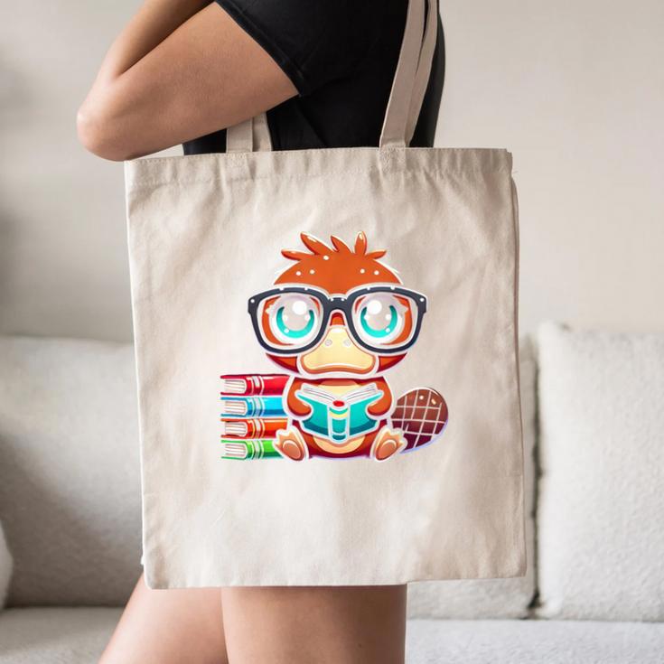 Book Lover Reading Platypus Canvas Tote Bag