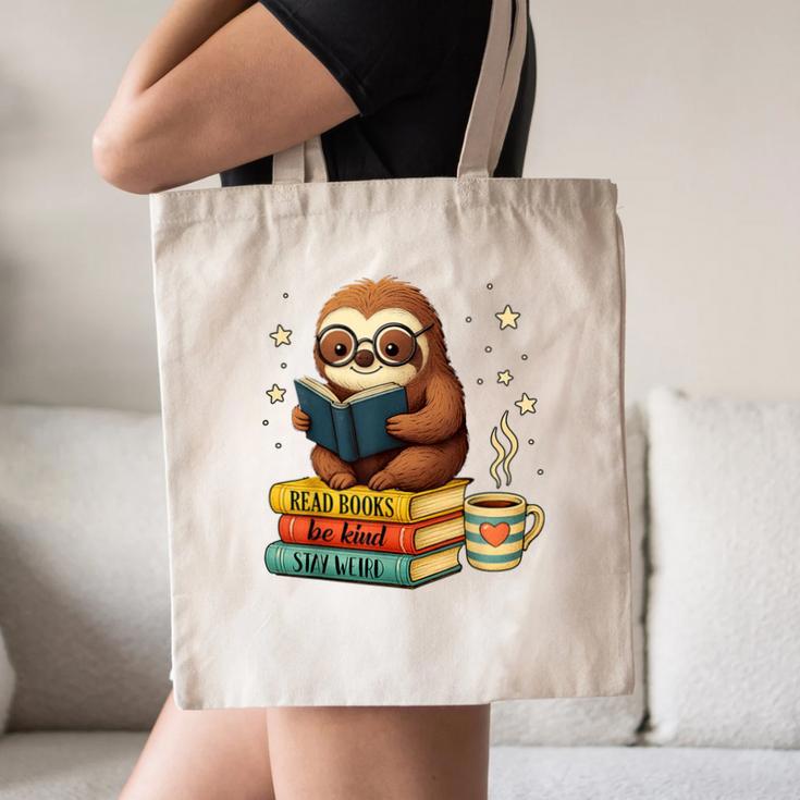 Book Lover Sloth Reading Bookish Library Read Books Be Kind Canvas Tote Bag