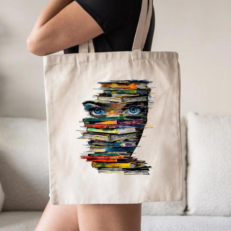 Book Women Graphic Art Colorful Eyes Canvas Tote Bag Book Women Graphic Art Colorful Eyes Canvas Tote Bag