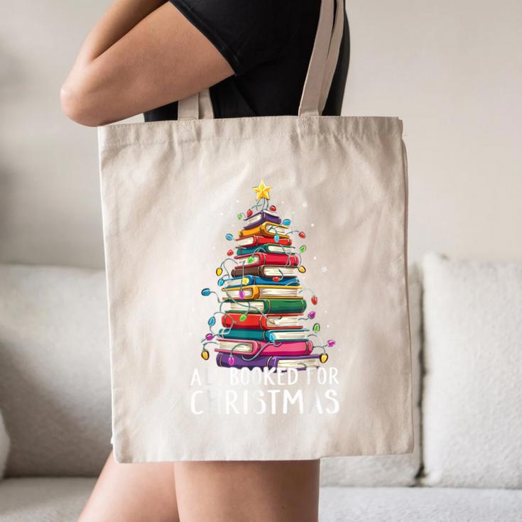All Booked For Christmas Book Christmas Tree Lights Canvas Tote Bag All Booked For Christmas Book Christmas Tree Lights Canvas Tote Bag