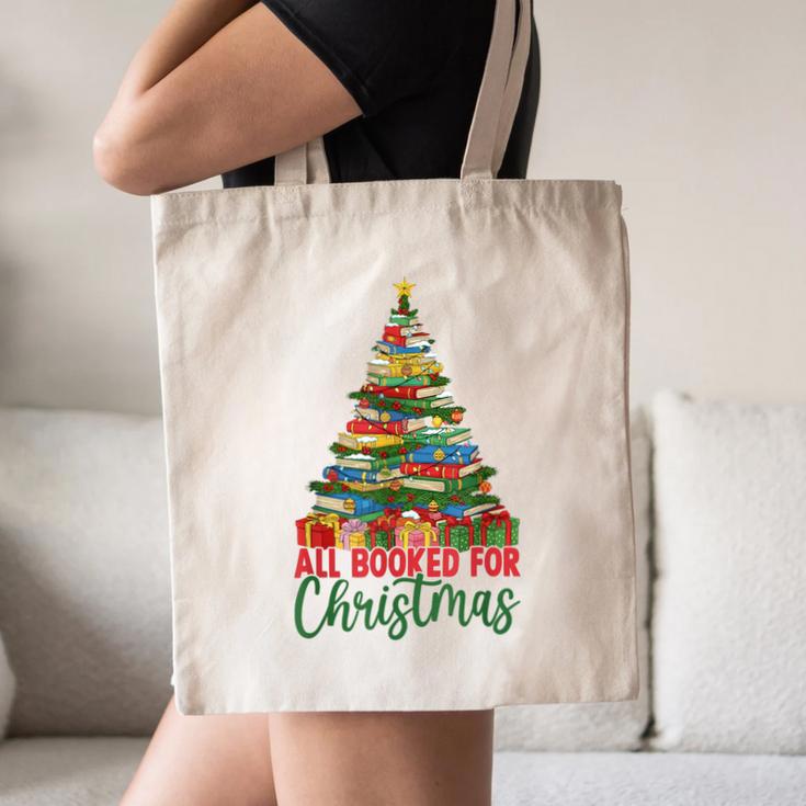 All Booked For Christmas Reading Books Librarian Holiday Canvas Tote Bag