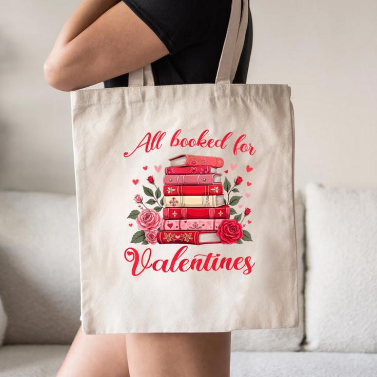 All Booked For Valentines Librarian Book Lover Teacher Canvas Tote Bag