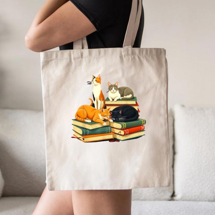 Bookish Cat Lover Cute Reading Squad Books & Kittens Love Canvas Tote Bag