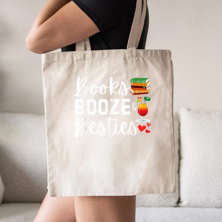 Books Booze And Besties Book Lover Bestie Squad Twinning Canvas Tote Bag