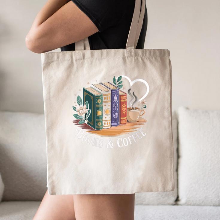 Books And Coffee Book Lover Bookish Green Book Theme Reading Canvas Tote Bag
