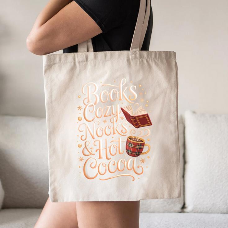 Books Cozy Nooks Hot Cocoa Winter Reading Warmth Comfort Canvas Tote Bag