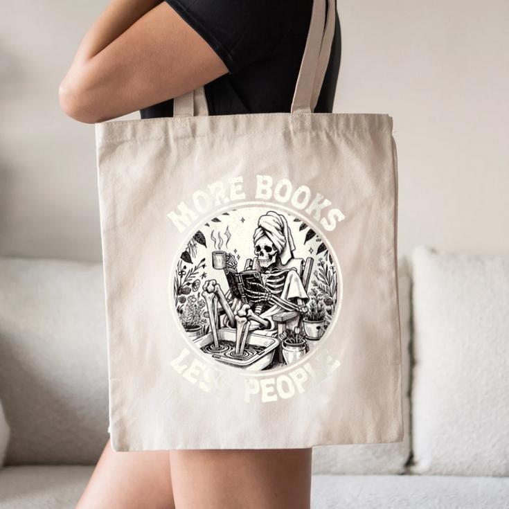 More Books Less People Introvert Skeleton Reading Canvas Tote Bag More Books Less People Introvert Skeleton Reading Canvas Tote Bag