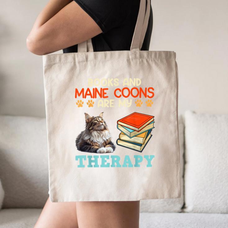 BOOKS AND MAINE COONS ARE MY THERAPY Main Coon Canvas Tote Bag