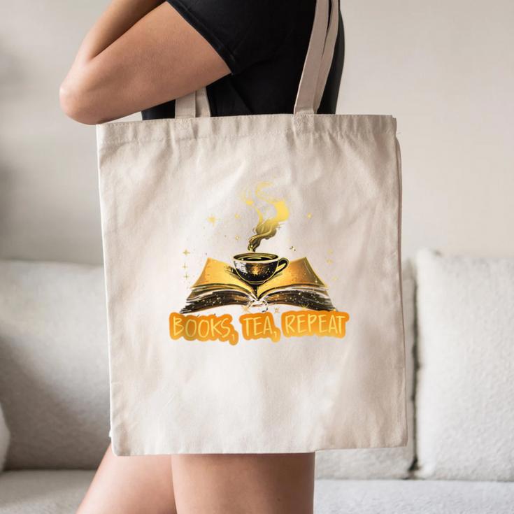 Books Tea Repeat Canvas Tote Bag