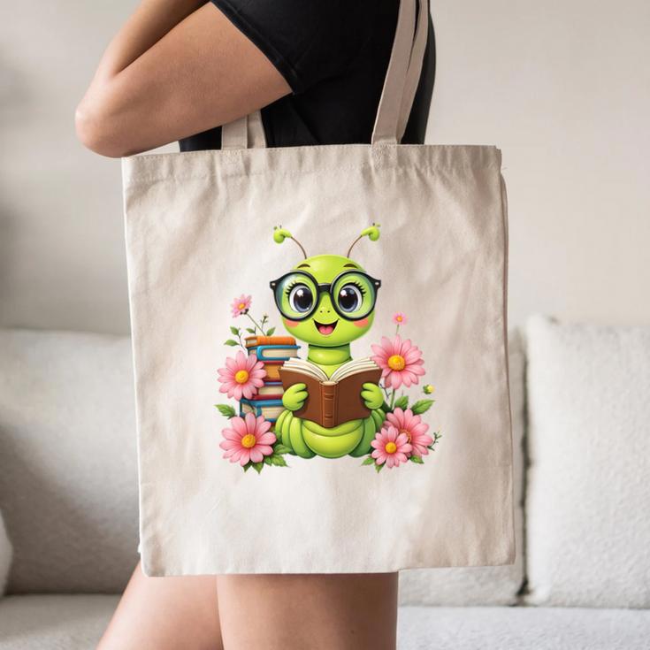 Bookworm Costume Kawaii Reading Worm For World Book Day Canvas Tote Bag