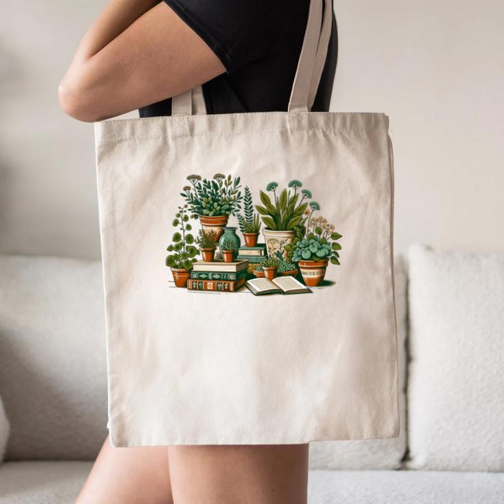 Botanical Garden Plants With Books Canvas Tote Bag