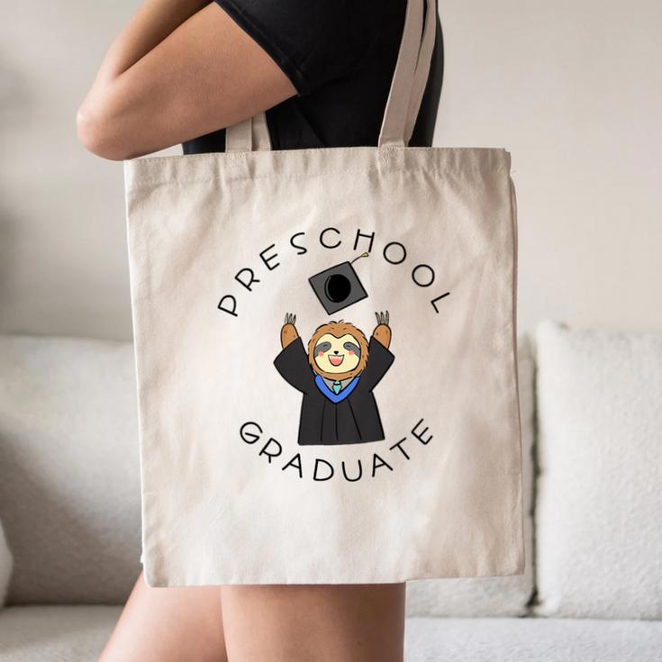 Boys Girls Preschool Graduate Sloth Graduation Cap Canvas Tote Bag
