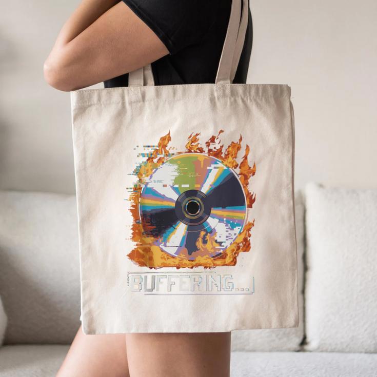Buffering Glitched CD On Fire 2000s Nostalgia Canvas Tote Bag