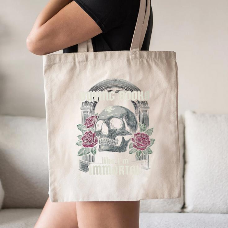 I Buy Books Like I'm Immortal Rose For Men Women Skeleton Canvas Tote Bag