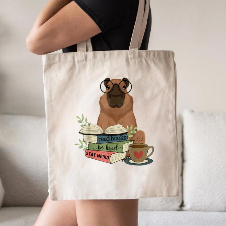 Capybara Glasses Reading Books Capybara Nerd Bookworm Canvas Tote Bag